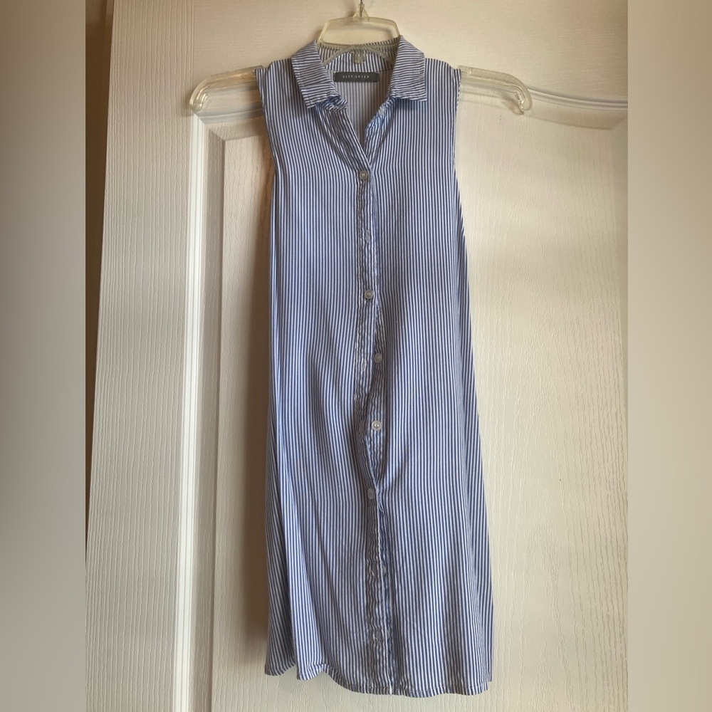 Sleeveless Blue Striped Women's Top